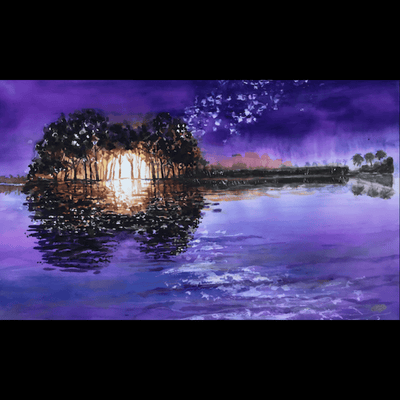 "Guitar at Sunset", large 20 oz. glossy mug