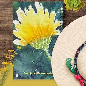 Bouquet in a Mason Jar, Zinnia on Back, Spiral notebook