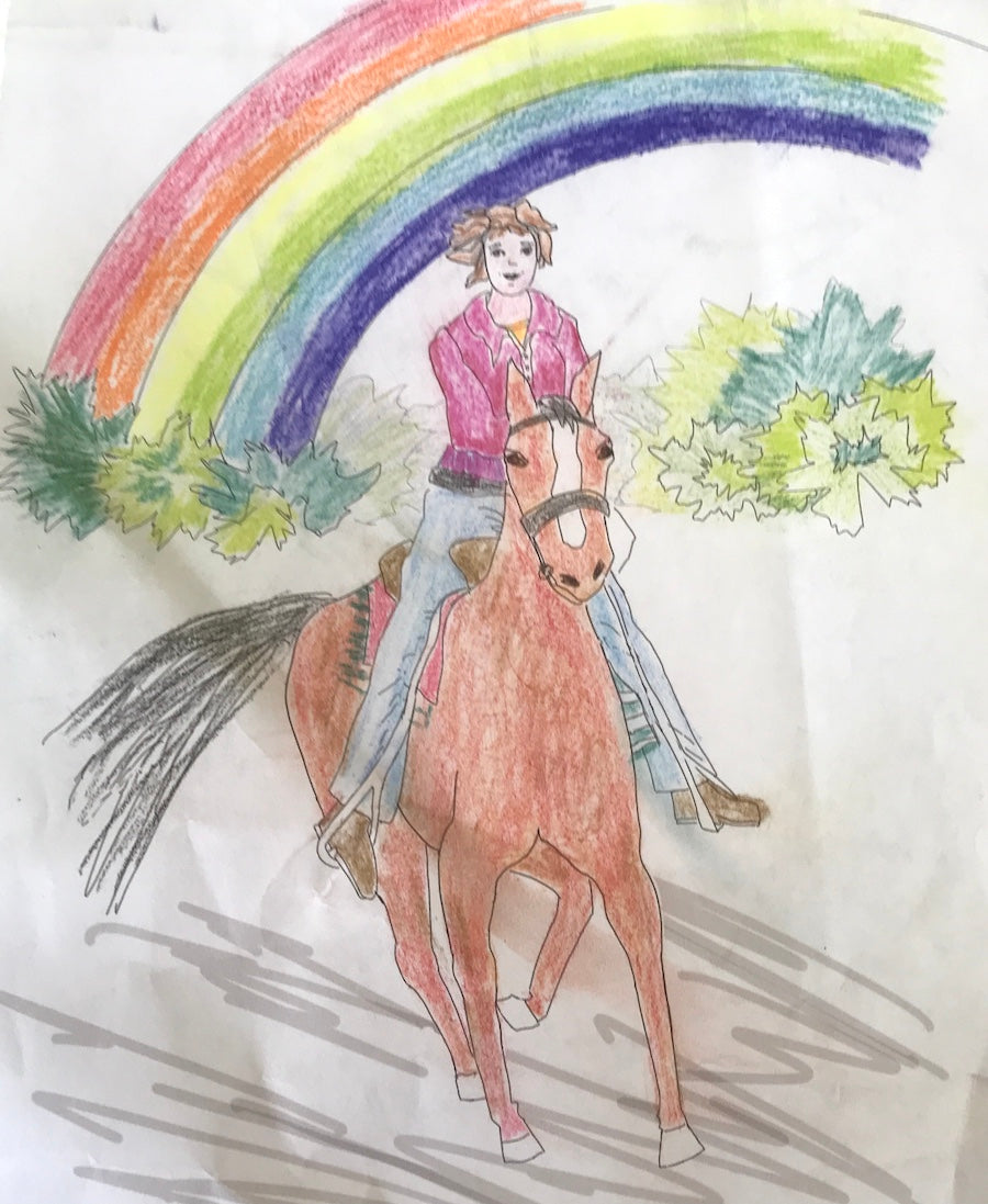 Rainbow behind Annie on Galloping Horse