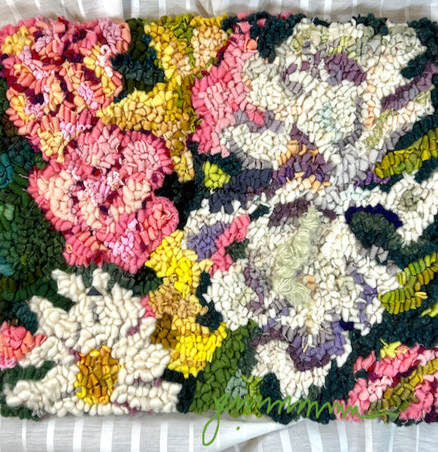 Iris and Favorite Flowers, Textile Art Wall Hanging