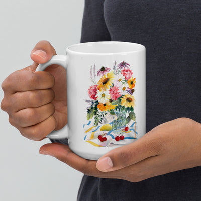 Bouquet of Flowers, A bit of happiness in a Large Mug
